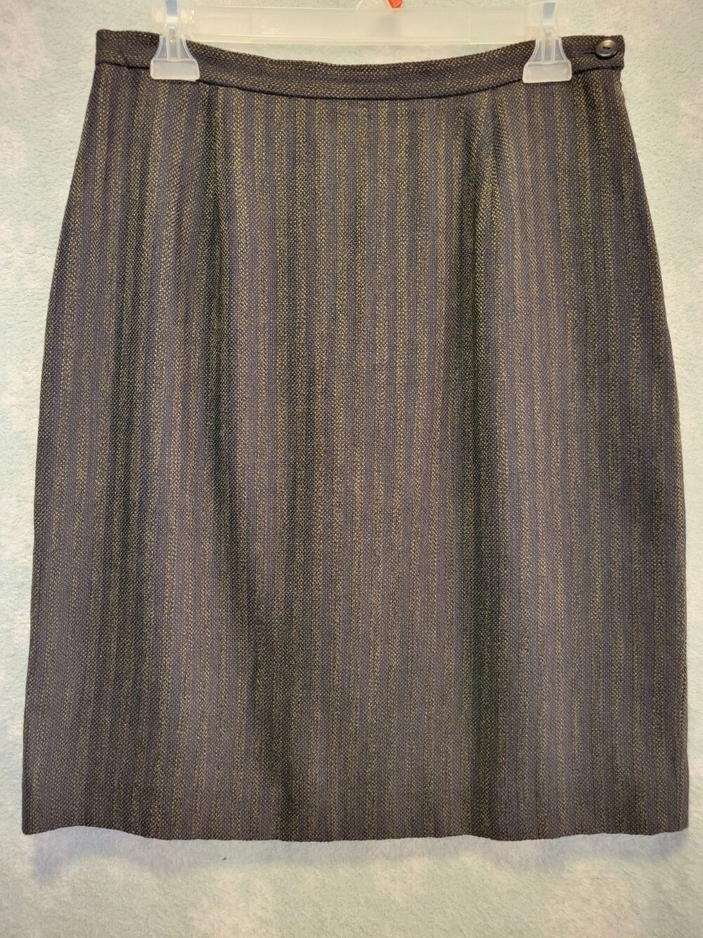 Vtg Wool Pencil Skirt 10 Purple Tan Classic Midi Heritage Business Secretary